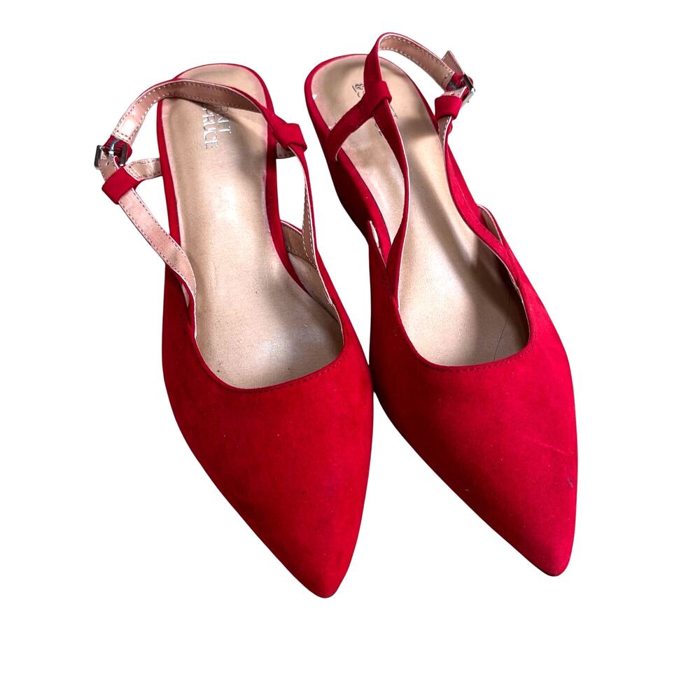 Market & Spruce red suede finish wedgie high heel shoes wedge heels classics